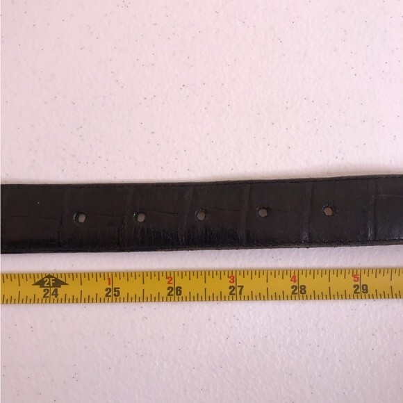 Vintage Brighton Two Tone Black Brown Leather Croc Embossed Belt Women Small - Picture 11 of 12